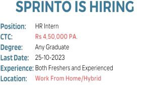 SPRINTO Work From Home Jobs 2023 