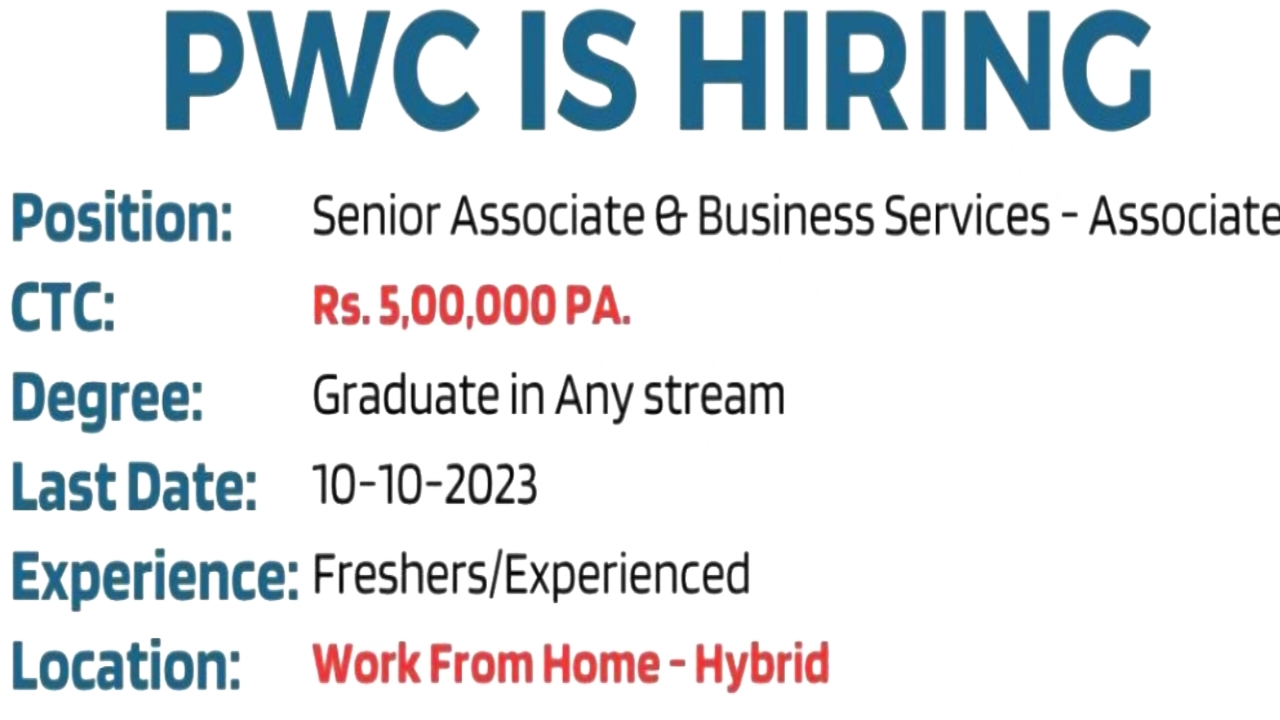 PWC Hiring Work From Home Jobs 2023